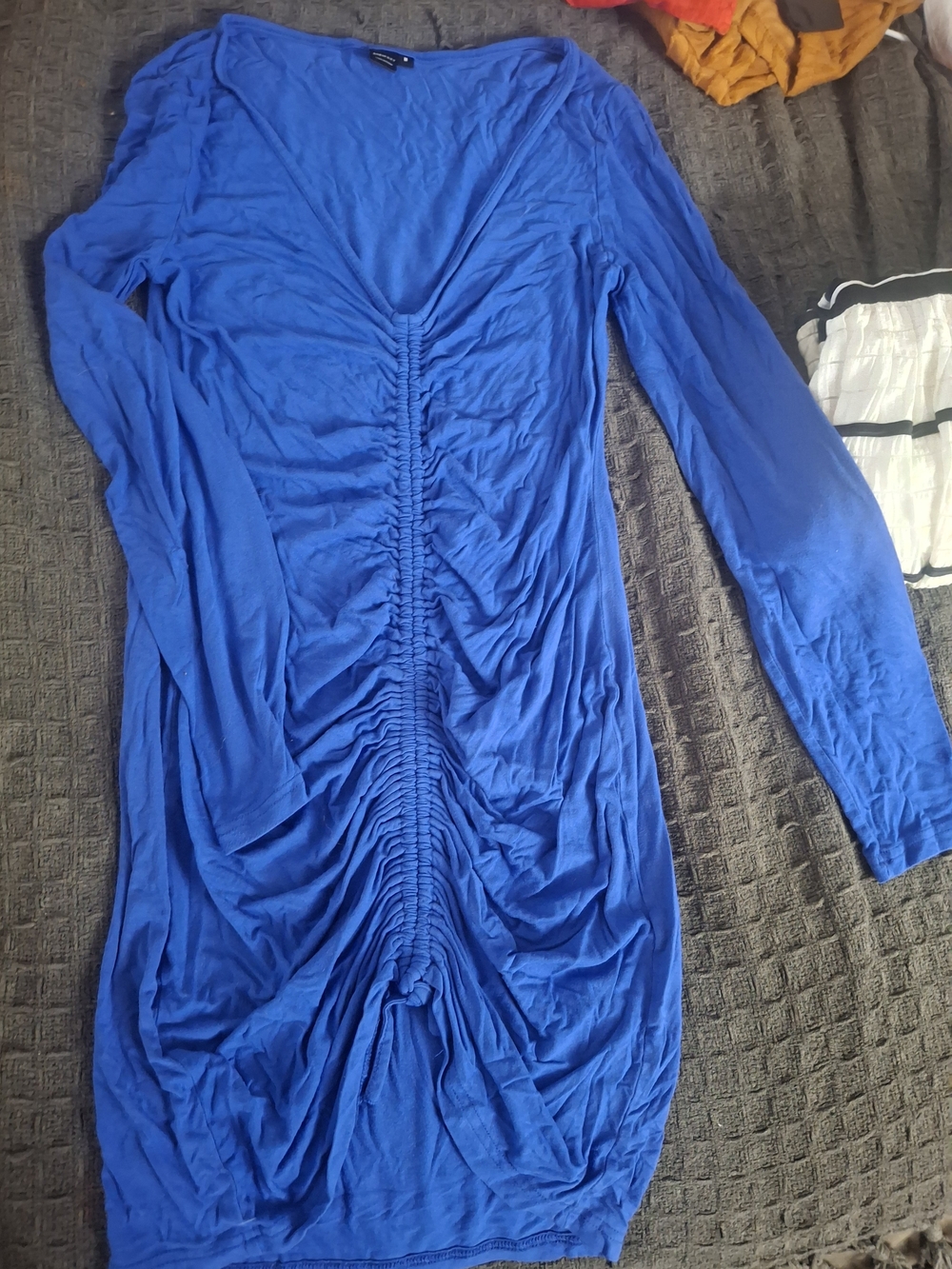 SHEIN Royal Blue Ruched V-Neck Long Sleeve Tunic